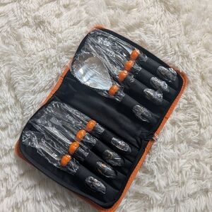 Orange and Black Knife Set with Case, Pumpkin Carving Kit Tools Halloween
